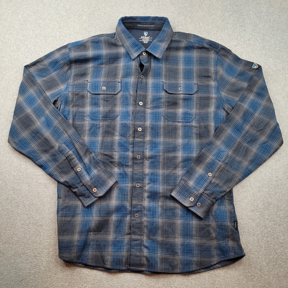 Kuhl Response Shirt Mens XL Blue Plaid Long Sleeve Button Up 7204